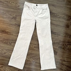 Nude/beige Twill Flare Leg Pants